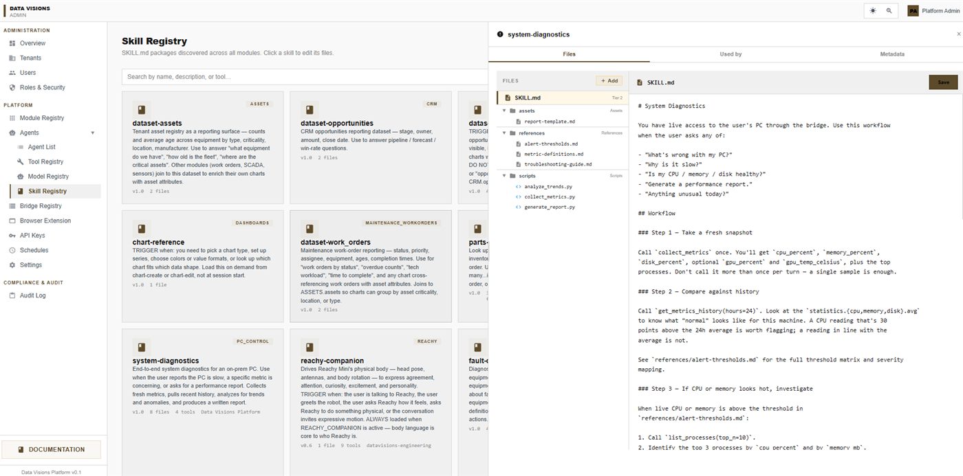 DataVisions Platform — agent registry