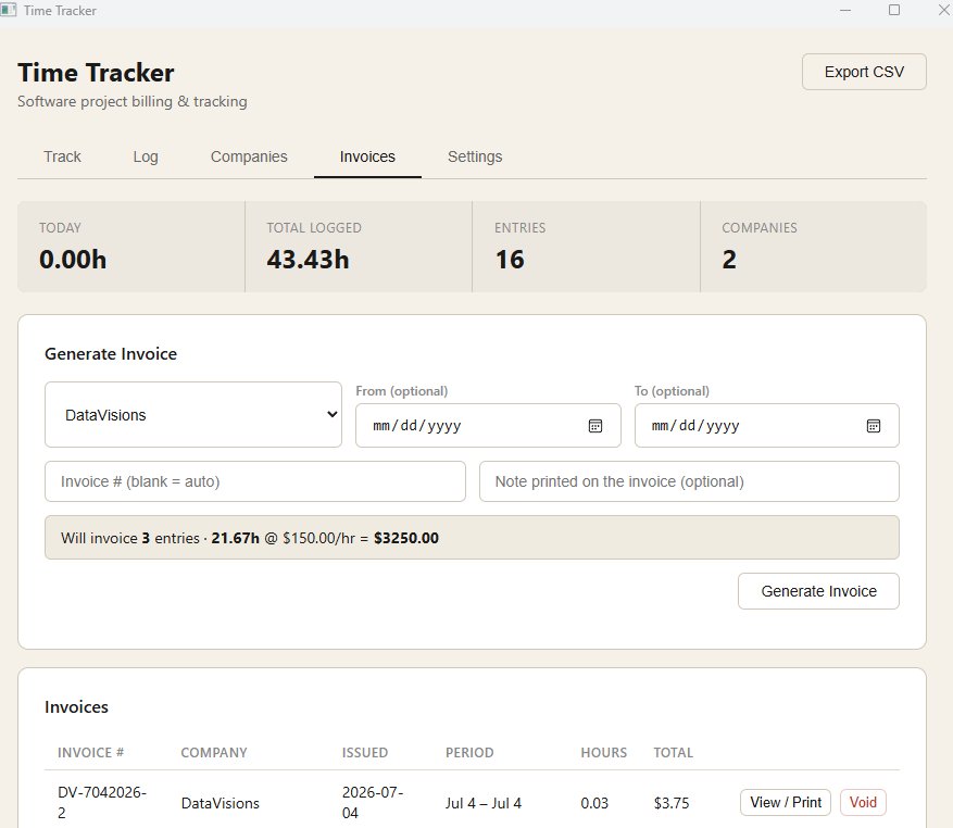 Time Tracker — invoice generation